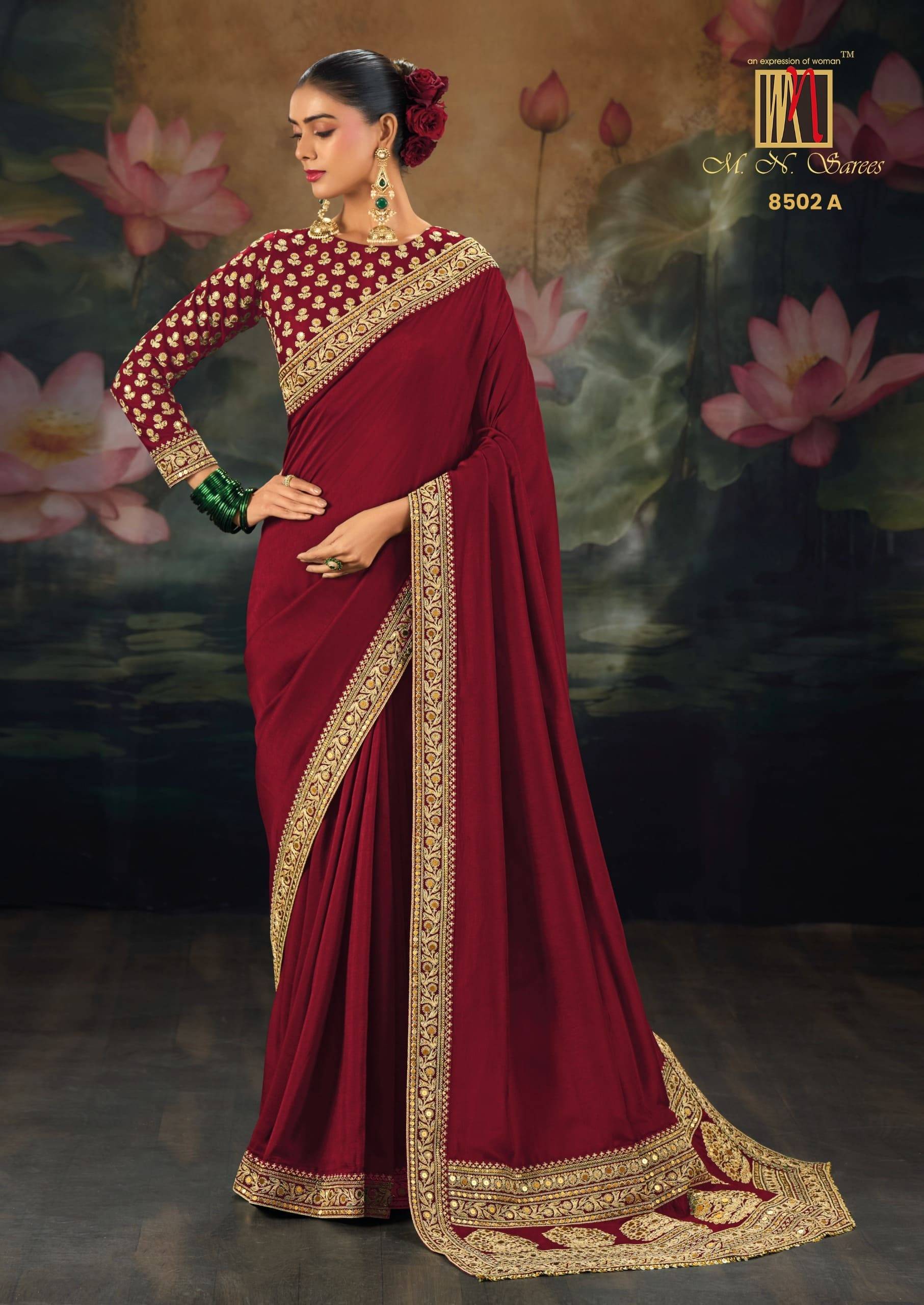 8500 SERIES By M.N Saree 8501 To 8508 Series Indian Traditional Wear Collection Beautiful Stylish Fancy Colorful Party Wear & Occasional Wear Silk Sarees At Wholesale Price